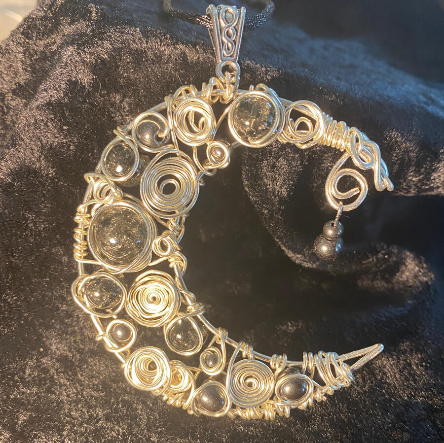 Silver Crescent Moon Pendant